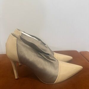 Beautiisoles Bootie/ Heels Metallic Neutral Leather Italian Lux Nude